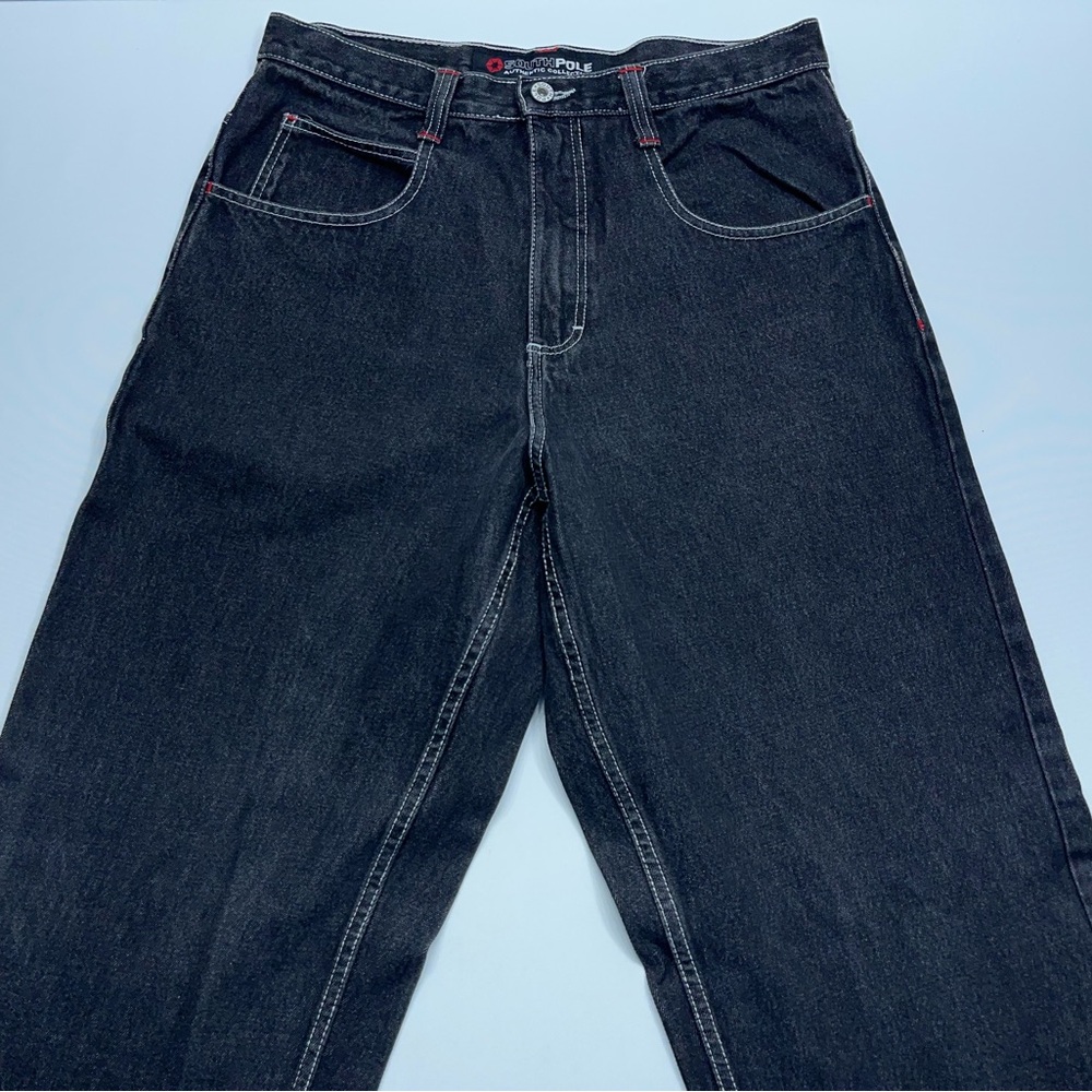 SouthPole Wide Leg Baggy Jeans Mens 34x33 Black Grunge Skater Hip Hop Punk Rock